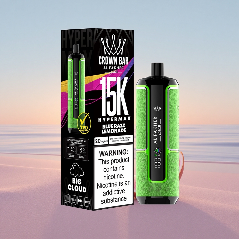 Al Fakher Crown Bar 15K Hypermax Blå Hindbær Lemonade 22ml 600mAh Type-C