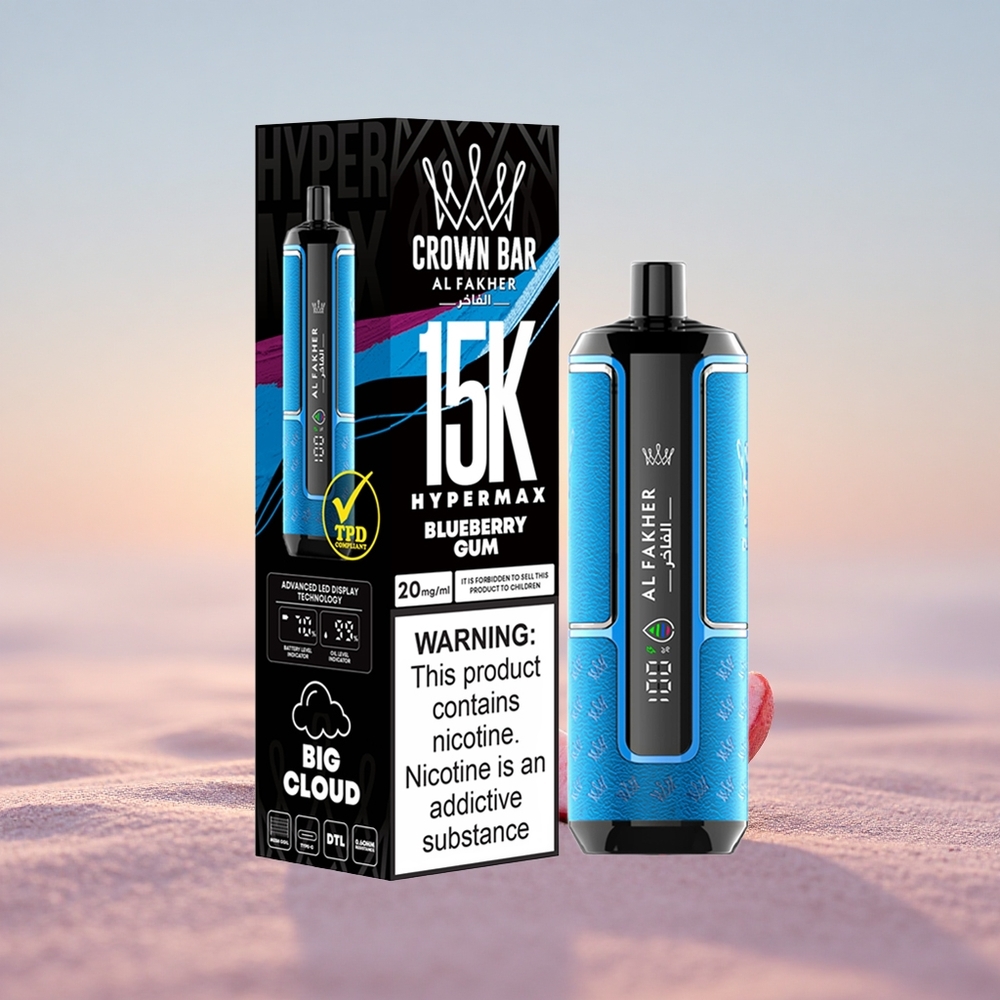 Al Fakher Crown Bar 15K Hypermax Blåbærtyggegummi 22ml 600mAh Type-C