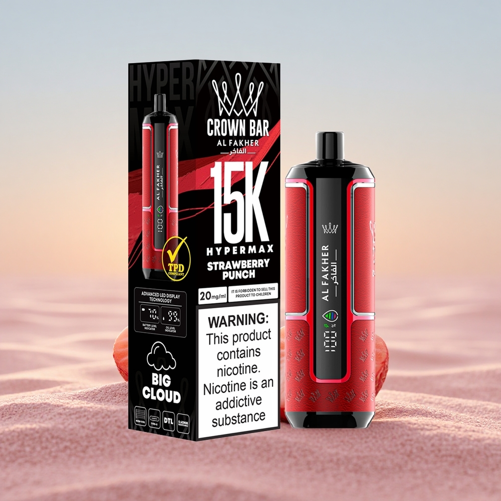 Al Fakher Crown Bar 15K Hypermax Jordbær Punch 600mAh Type-C