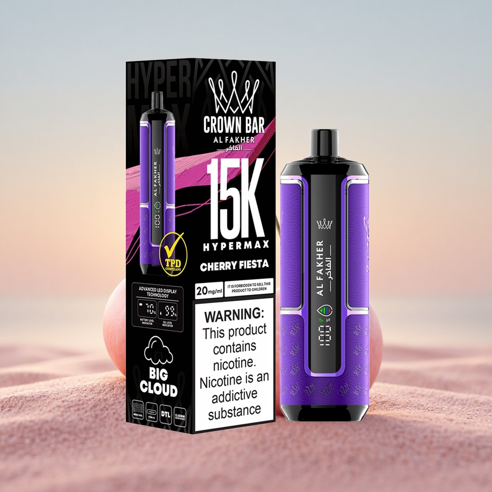 Al Fakher Crown Bar 15K Hypermax Kirsebær Festival Direkte-til-Lunge 22ml Type-C