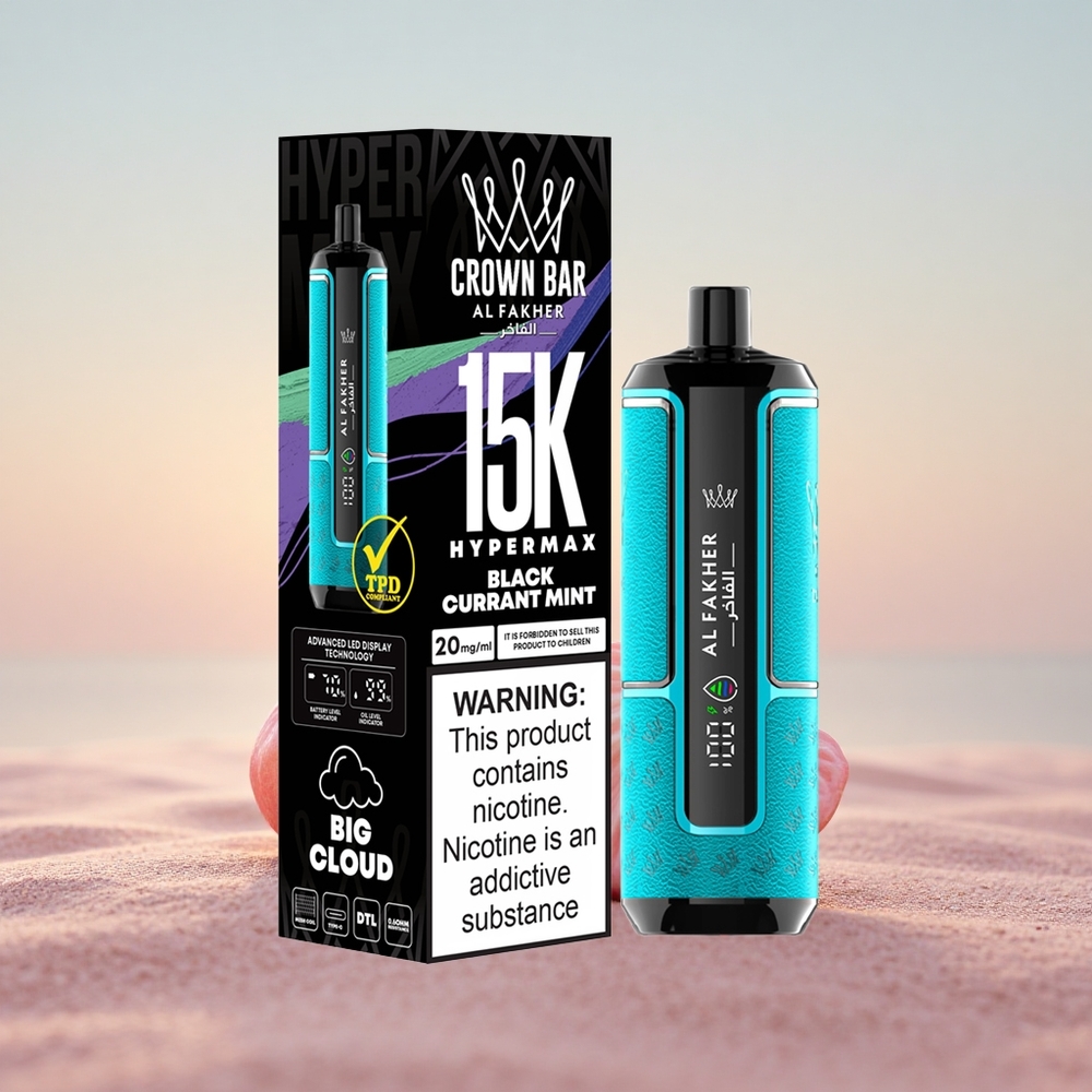 Al Fakher Crown Bar 15K Hypermax Solbær Mynte 22ml 600mAh Type-C