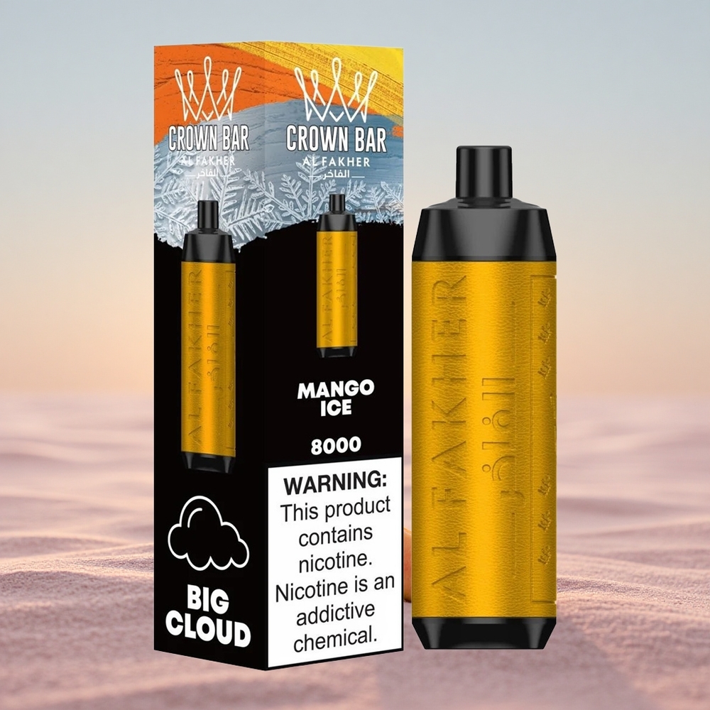 Al Fakher Crown Bar 8000 Crystal Mango Is med 18ml Kapacitet og Type-C Opladning