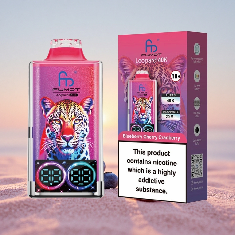 Fumot Leopard 40K Puffs Blåbær Kirsebær Tranebær 5% Dual Mesh Type-C