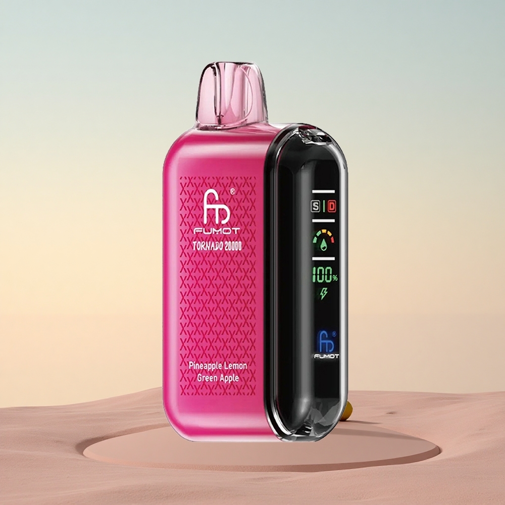 Fumot Tornado 20000 Puffs Ananas Citron Grøn Æble Dual Mesh Coil Smart Display