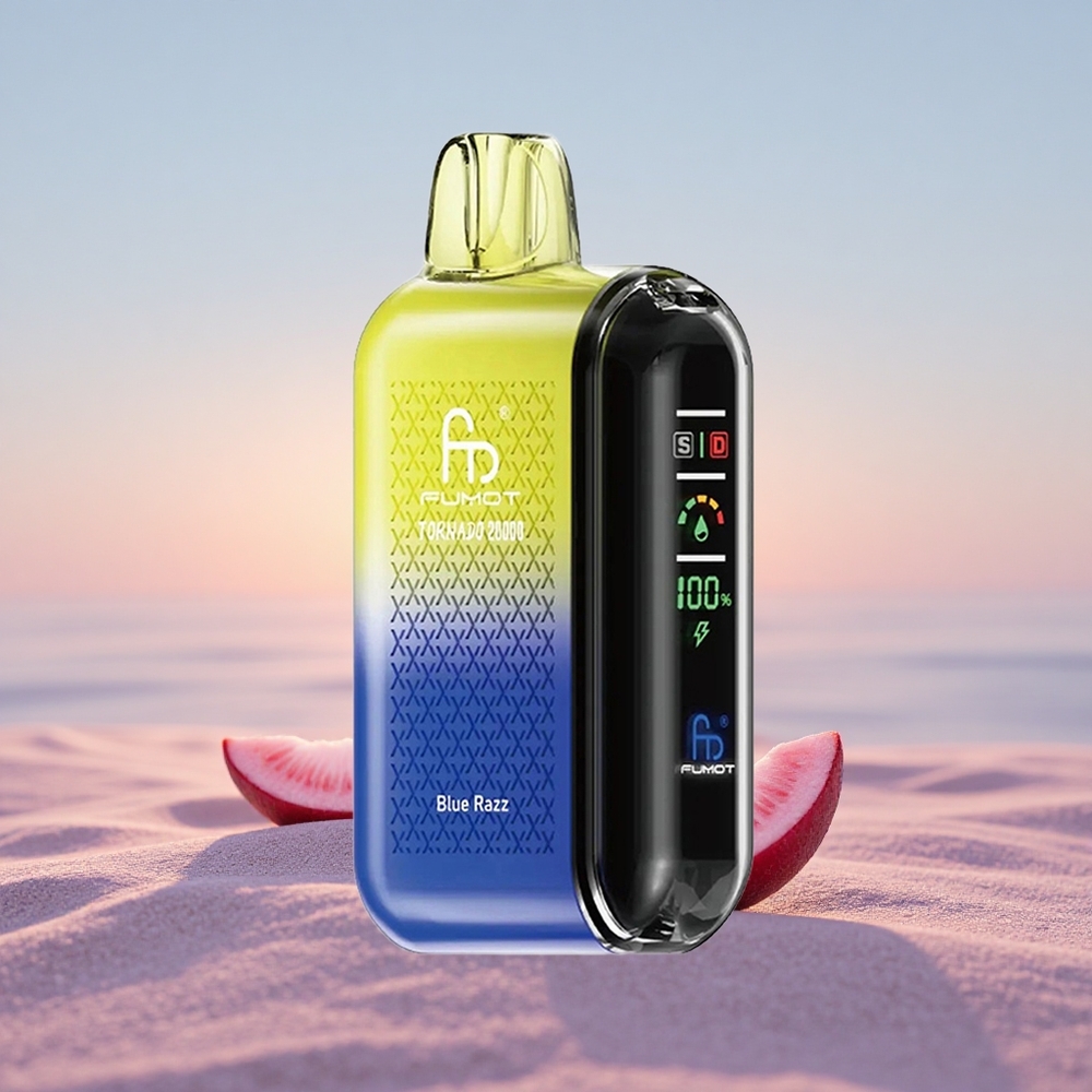 Fumot Tornado 20000 Puffs Blå Hindbær Dual Mesh Coil Smart Display