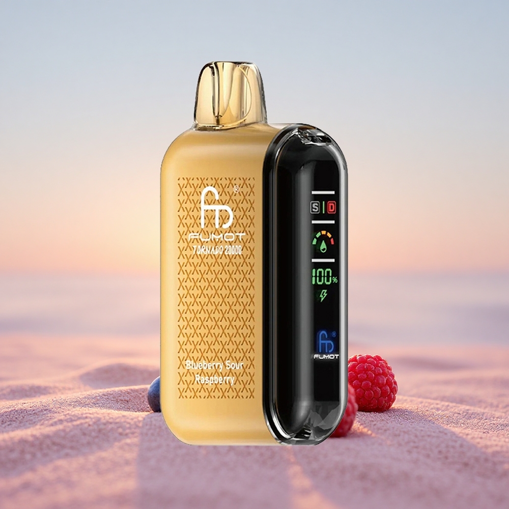 Fumot Tornado 20000 Puffs Blåbær Sur Hindbær Dual Mesh Coil Smart Display