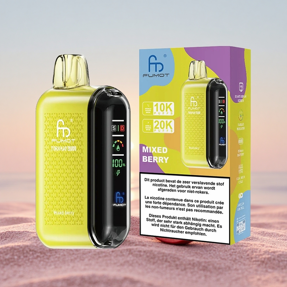 Fumot Tornado 20000 Puffs Blandet Bær Dual Mesh Coil Smart Display