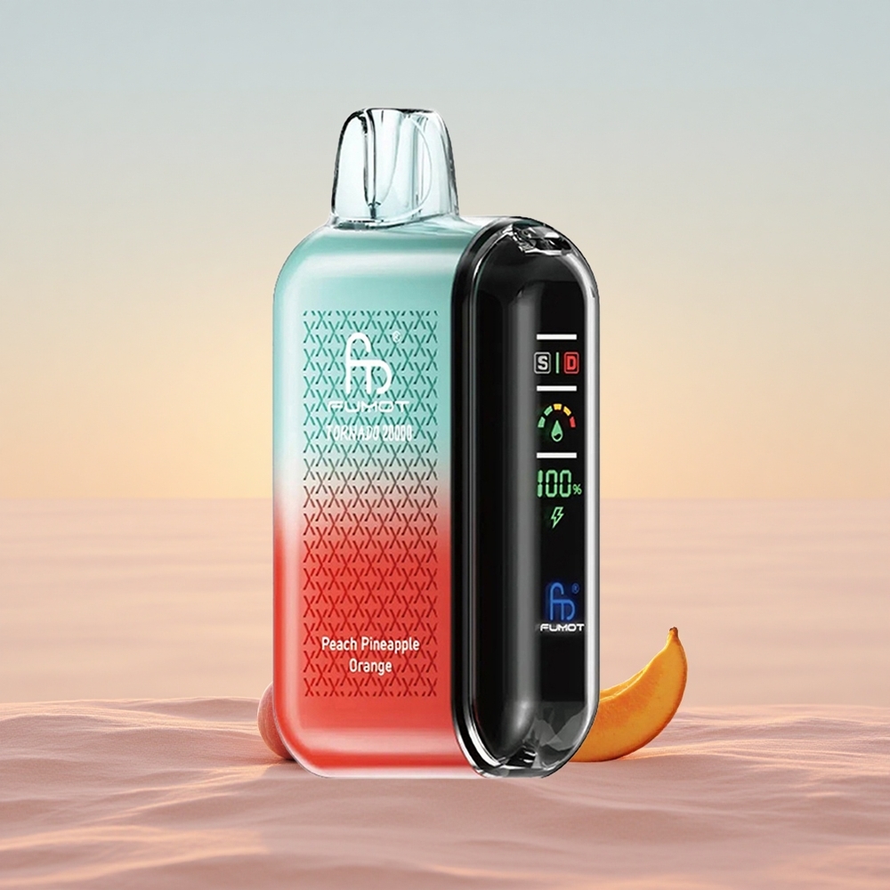 Fumot Tornado 20000 Puffs Fersken Ananas Appelsin Dual Mesh Coil Smart Display