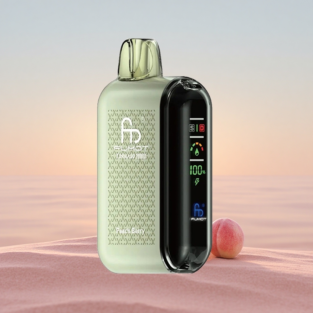 Fumot Tornado 20000 Puffs Fersken Bær Dual Mesh Coil Smart Display
