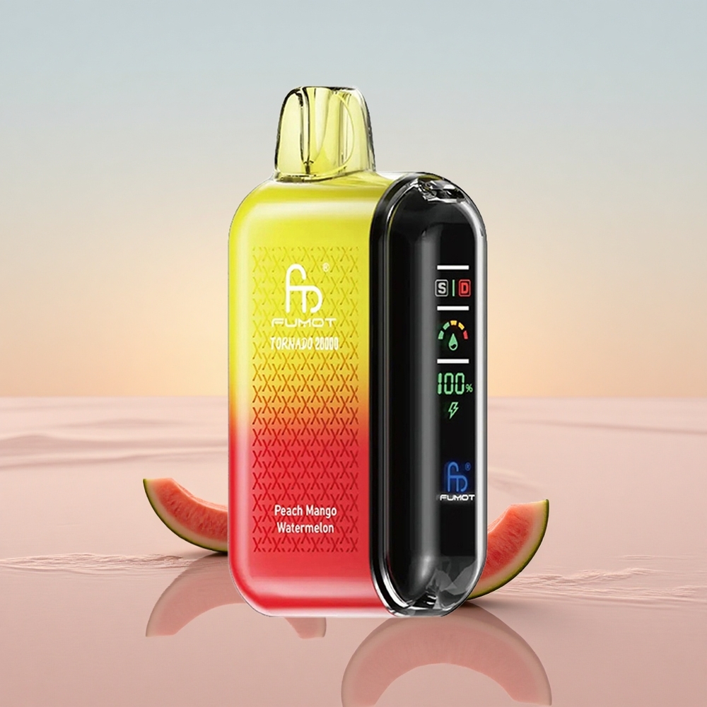 Fumot Tornado 20000 Puffs Fersken Mango Vandmelon Dual Mesh Coil Smart Display