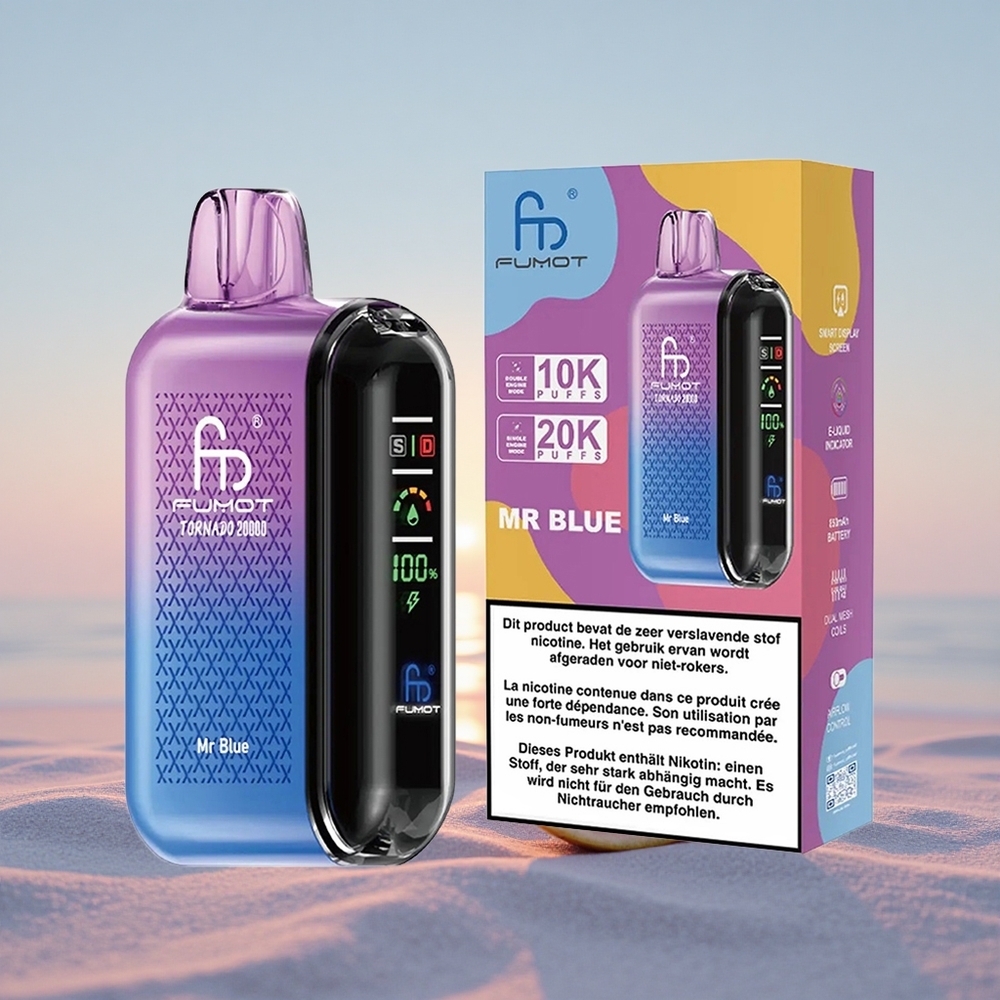Fumot Tornado 20000 Puffs Hr. Blå Dual Mesh Coil
