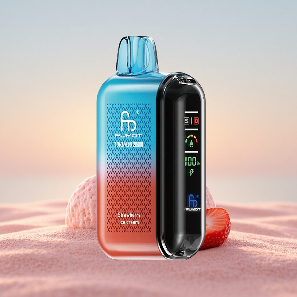 Fumot Tornado 20000 Puffs Jordbær Is Dual Mesh Coil Smart Display