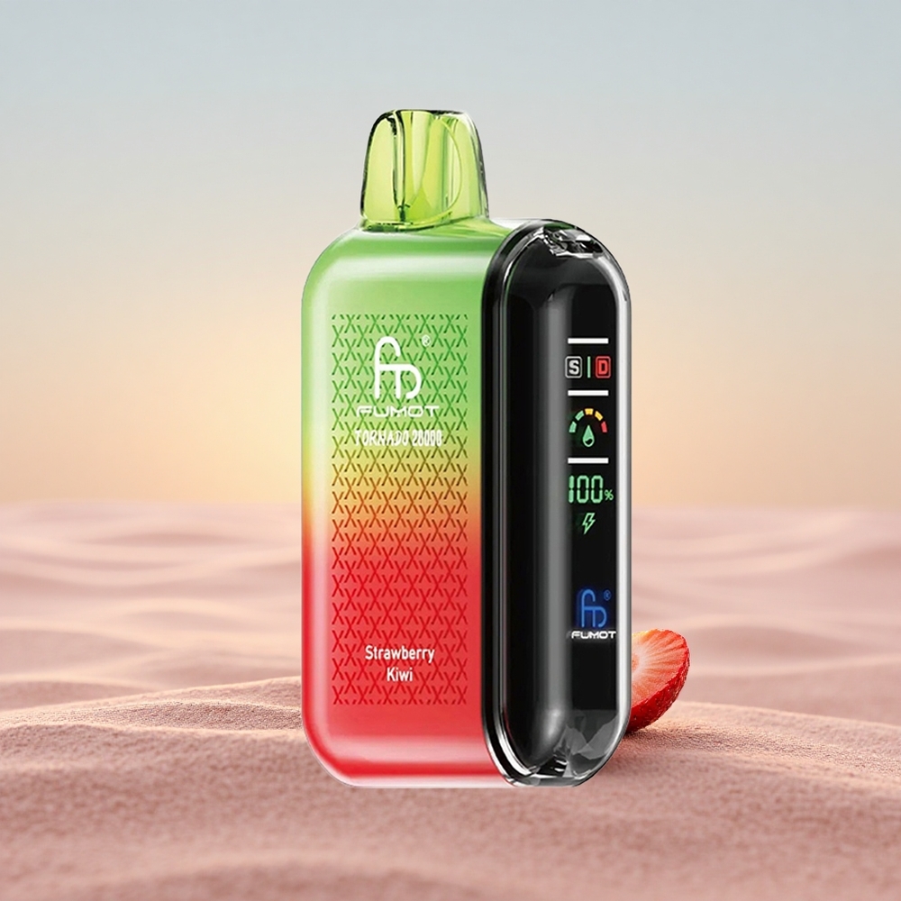 Fumot Tornado 20000 Puffs Jordbær Kiwi Dual Mesh Coil Smart Display
