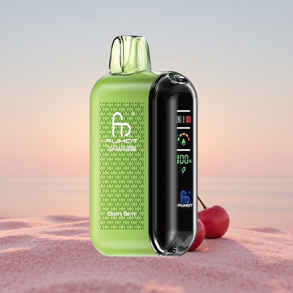 Fumot Tornado 20000 Puffs Kirsebær Bær Dual Mesh Coil Smart Display