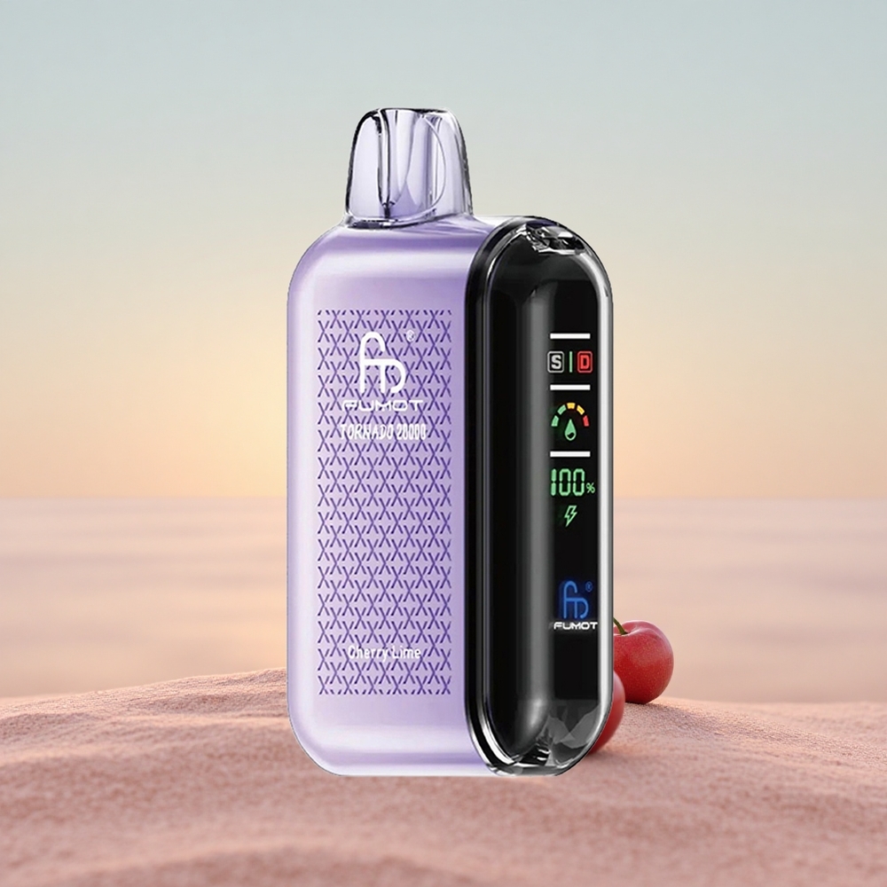Fumot Tornado 20000 Puffs Kirsebær Lime Dual Mesh Coil Smart Display