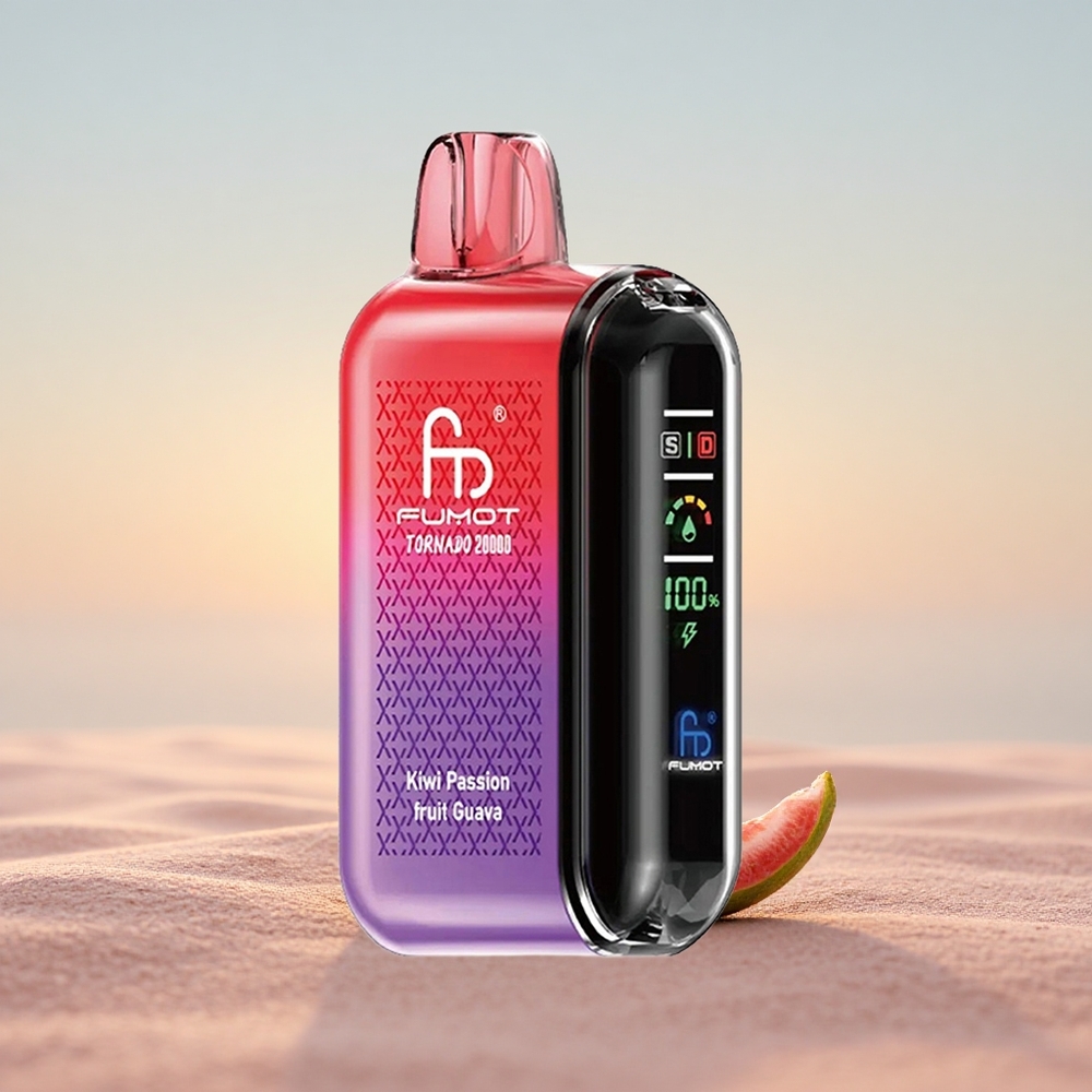 Fumot Tornado 20000 Puffs Kiwi Passionsfrugt Guava Dual Mesh Coil Smart Display