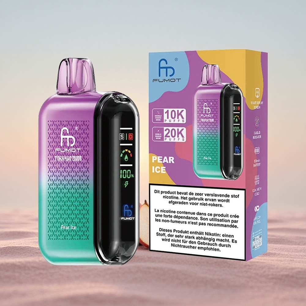 Fumot Tornado 20000 Puffs Pære Is Dual Mesh 20ml Smart Display