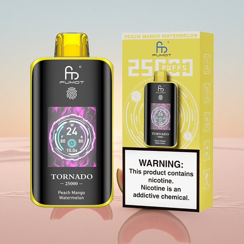 Fumot Tornado 25000 Puffs Fersken Mango Vandmelon 700mAh Type-C 20ml
