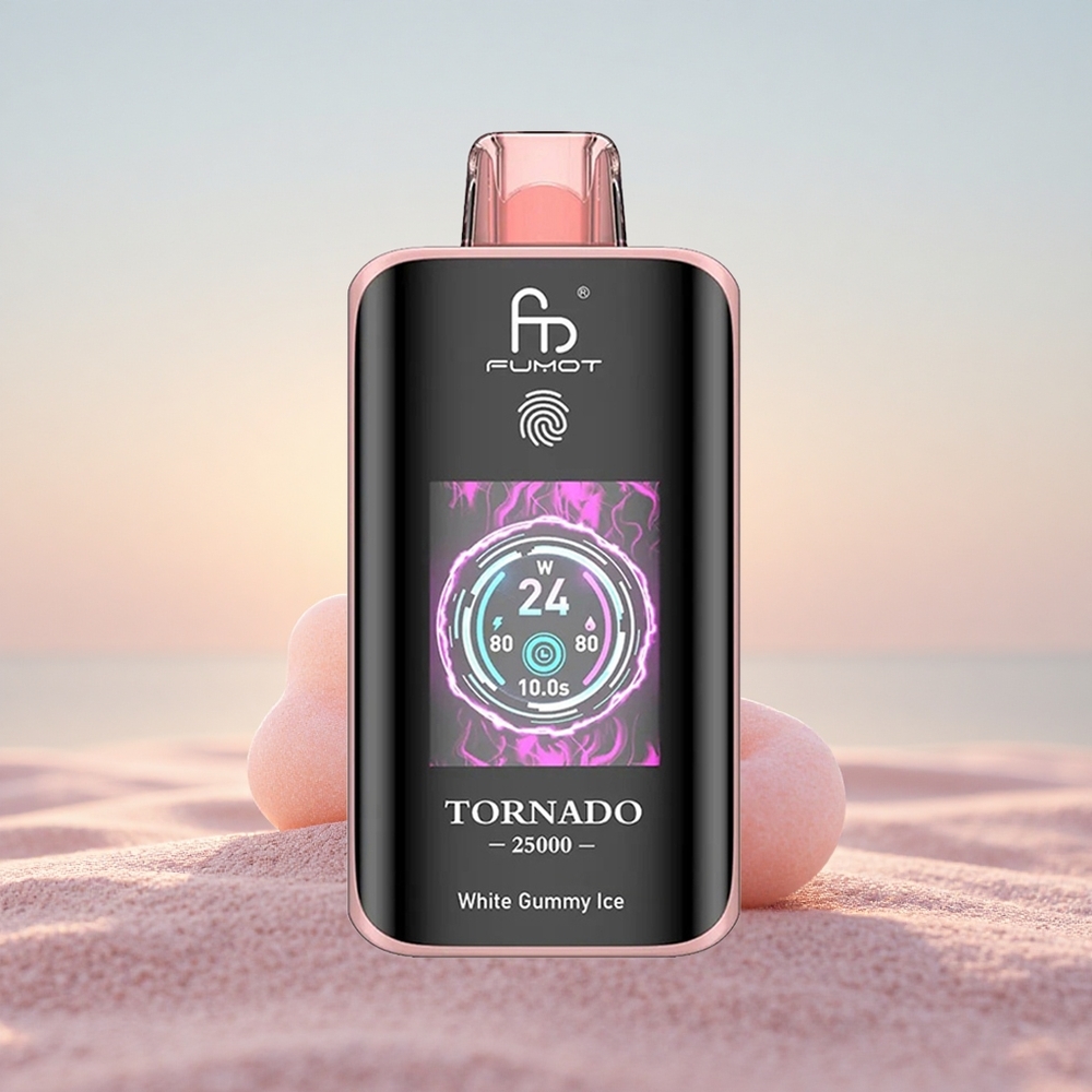 Fumot Tornado 25000 Puffs Hvid Gummy Is med 700mAh og Type-C