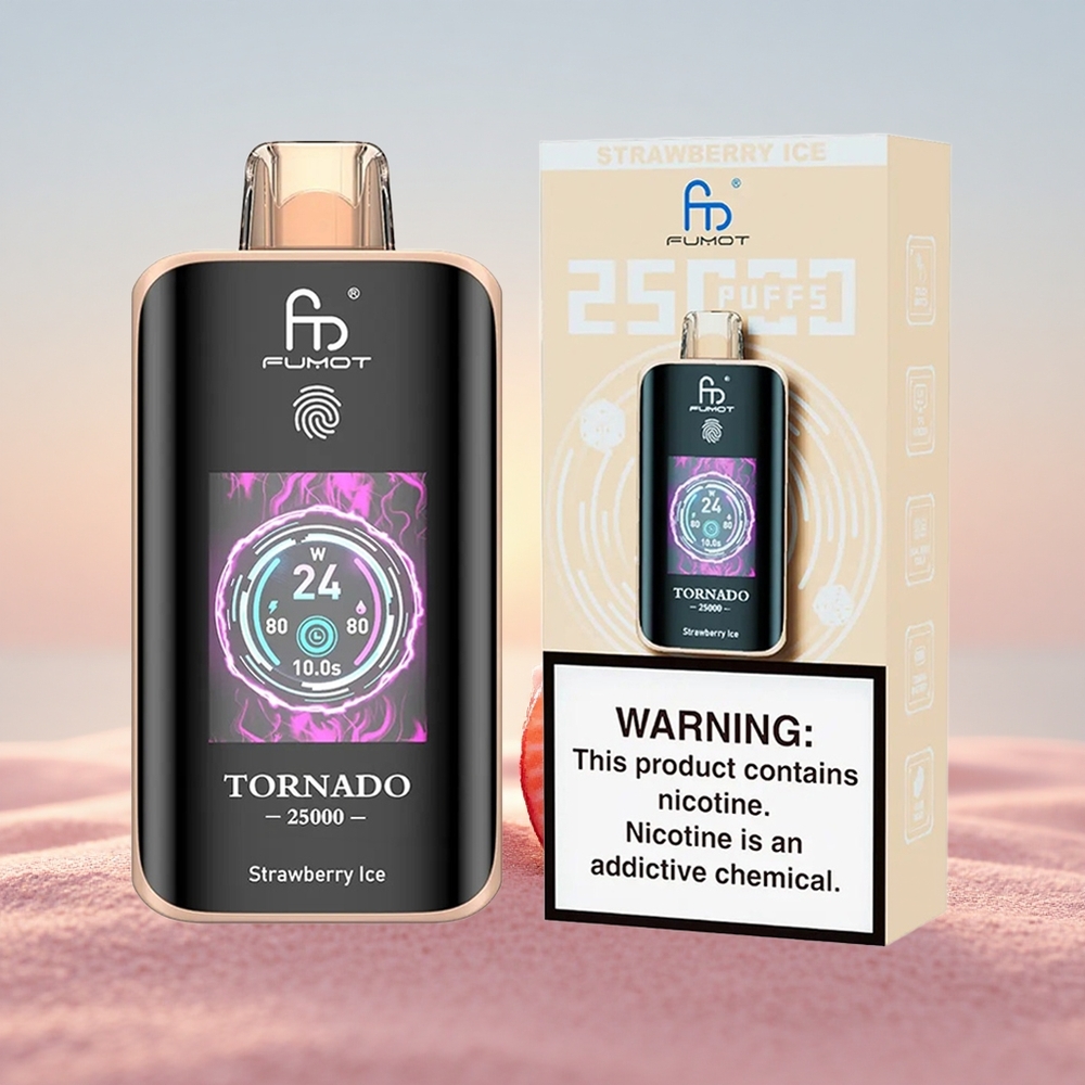 Fumot Tornado 25000 Puffs Jordbær Is med 700mAh Batteri og Type-C Opladning