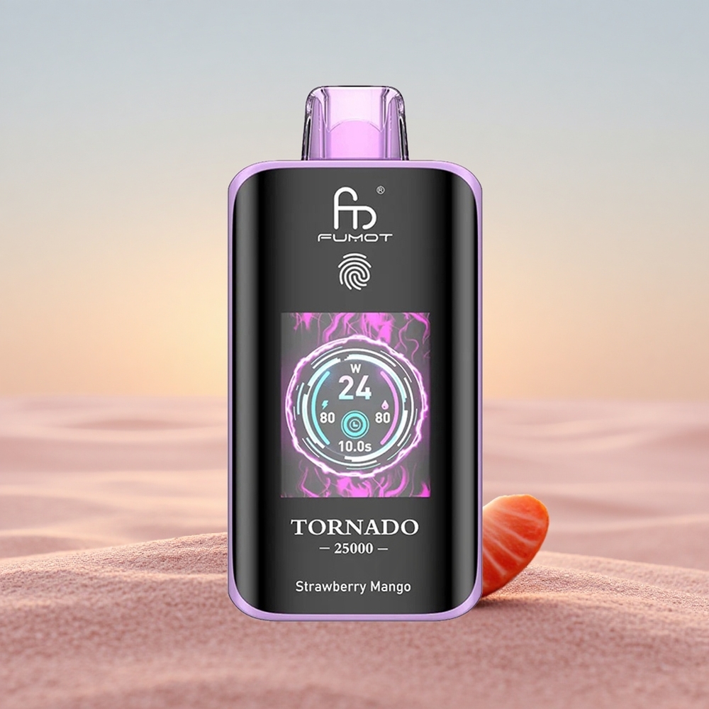 Fumot Tornado 25000 Puffs Jordbær Mango med HD-skærm og 700mAh batteri