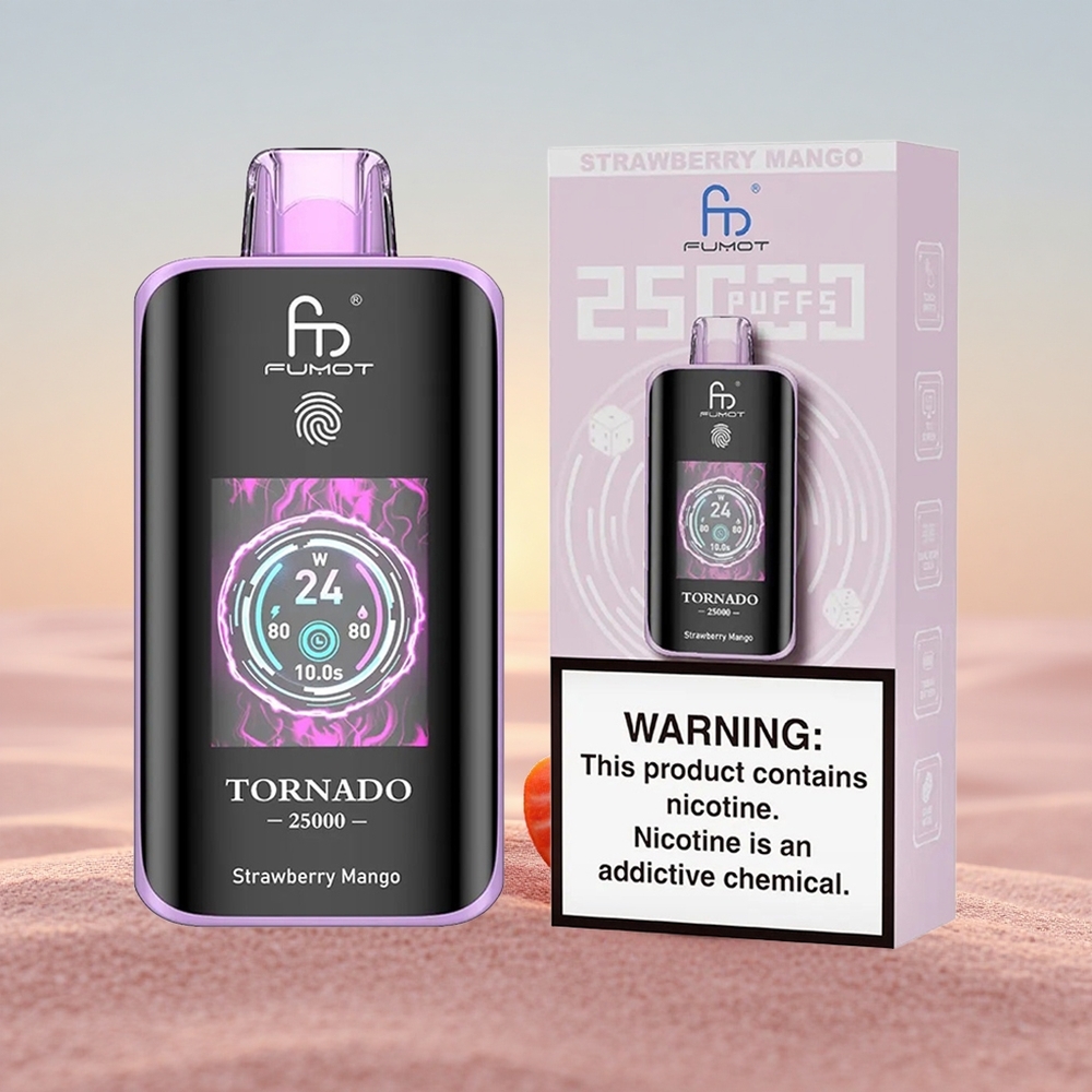 Fumot Tornado 25000 Puffs Jordbær Mango med HD-skærm og 700mAh batteri
