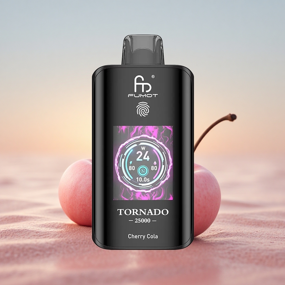 Fumot Tornado 25000 Puffs Kirsebær Cola HD Skærm 700mAh Type-C