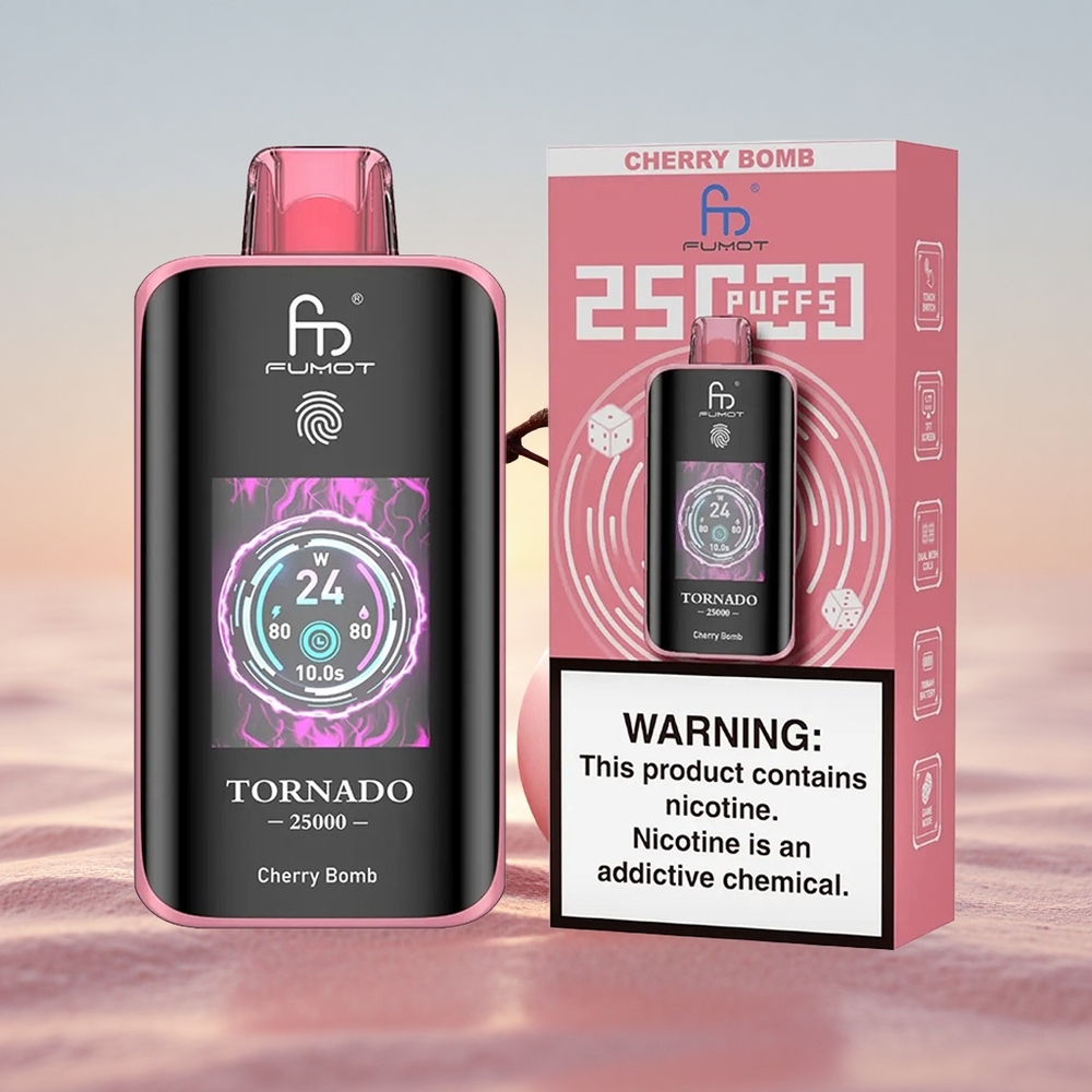 Fumot Tornado 25000 Puffs Kirsebomb HD Skærm 20ml Type-C
