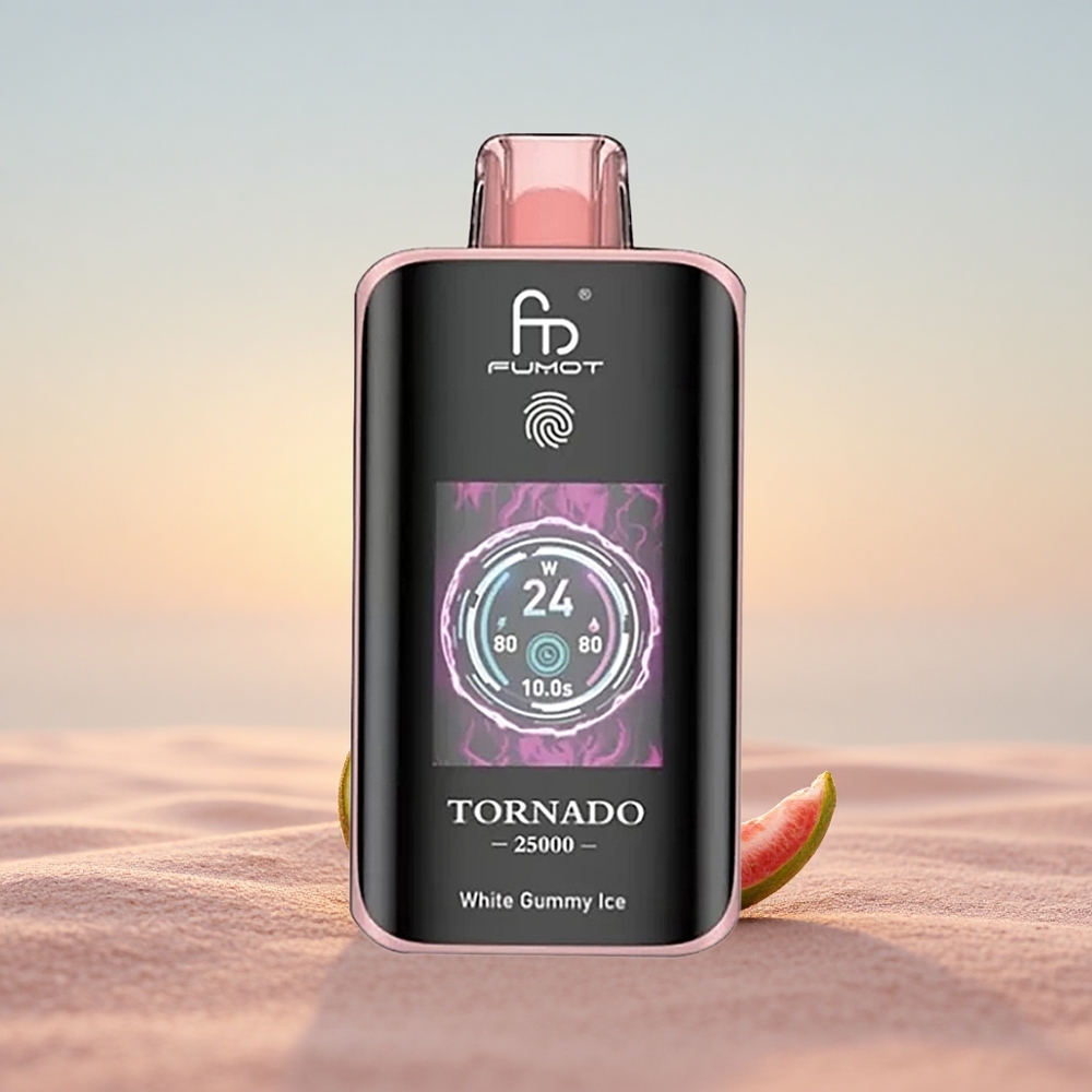 Fumot Tornado 25000 Puffs Kiwi Passionfrugt Guava med HD-skærm og 700mAh Genopladelig Batteri
