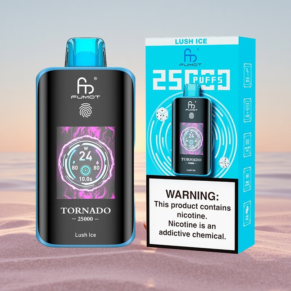 Fumot Tornado 25000 Puffs Lush Is med HD-skærm og Type-C opladning