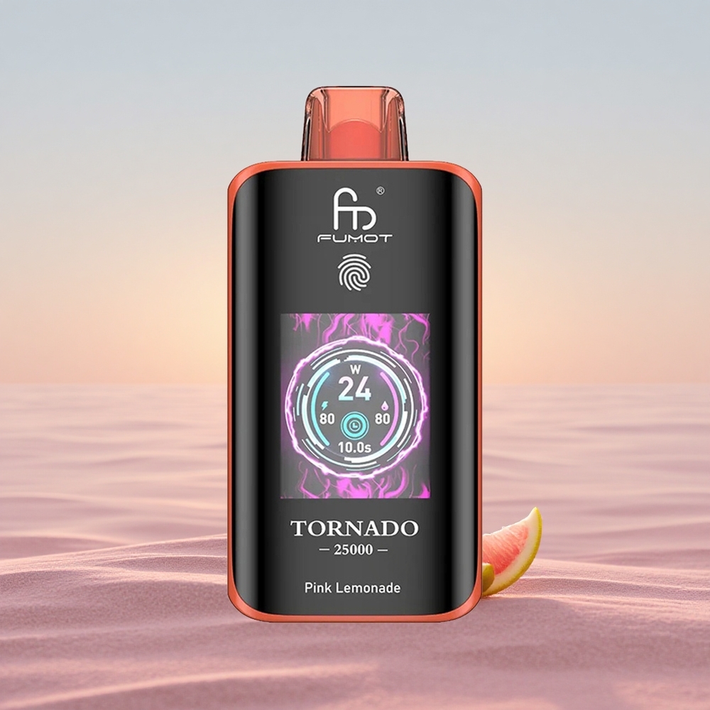 Fumot Tornado 25000 Puffs Rød Citronvand HD Skærm 700mAh 20ml
