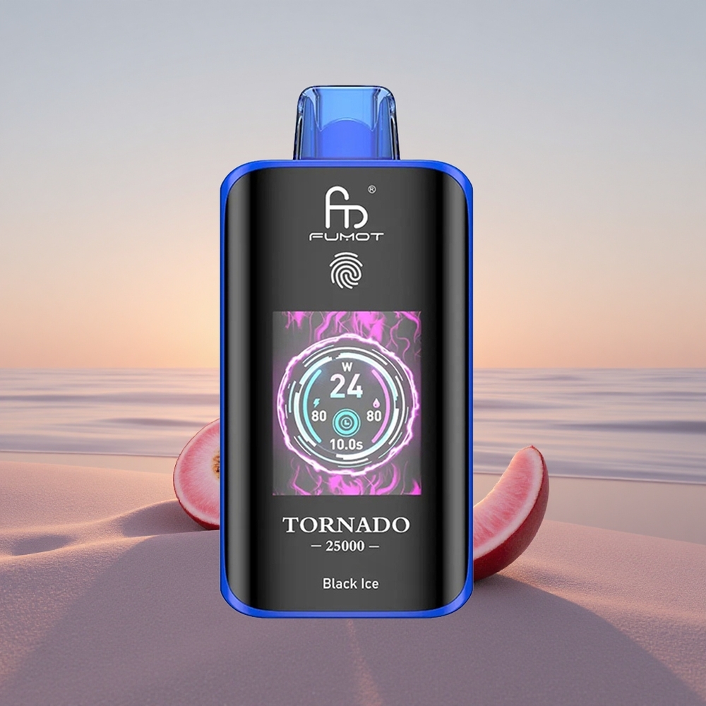 Fumot Tornado 25000 Puffs Sort Is HD Skærm 700mAh 20ml