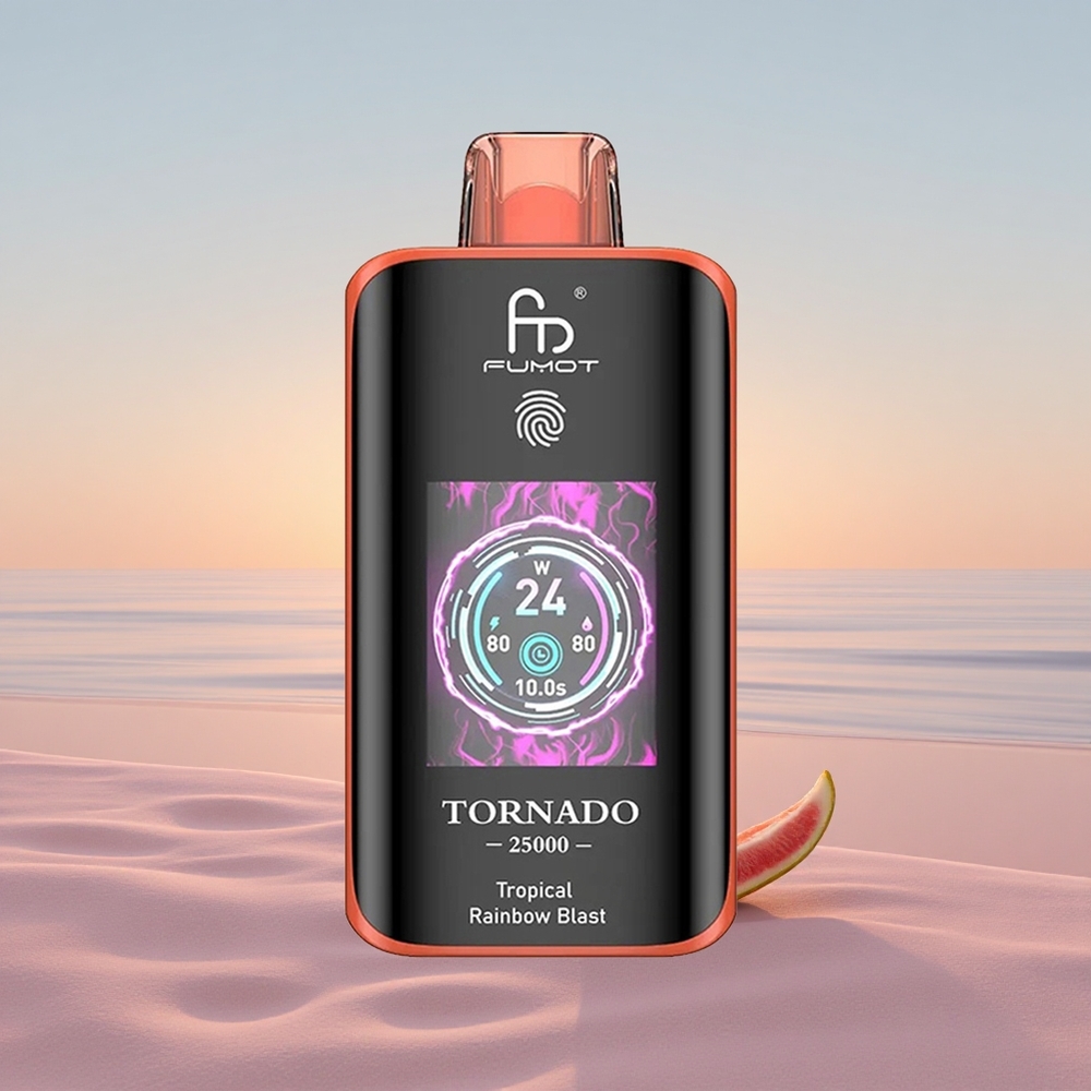 Fumot Tornado 25000 Puffs Tropisk Regnbue Eksplosion med 700mAh Genopladelig Batteri og Type-C Opladning
