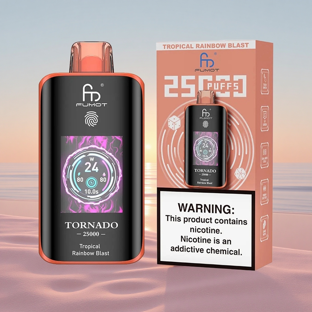 Fumot Tornado 25000 Puffs Tropisk Regnbue Eksplosion med 700mAh Genopladelig Batteri og Type-C Opladning