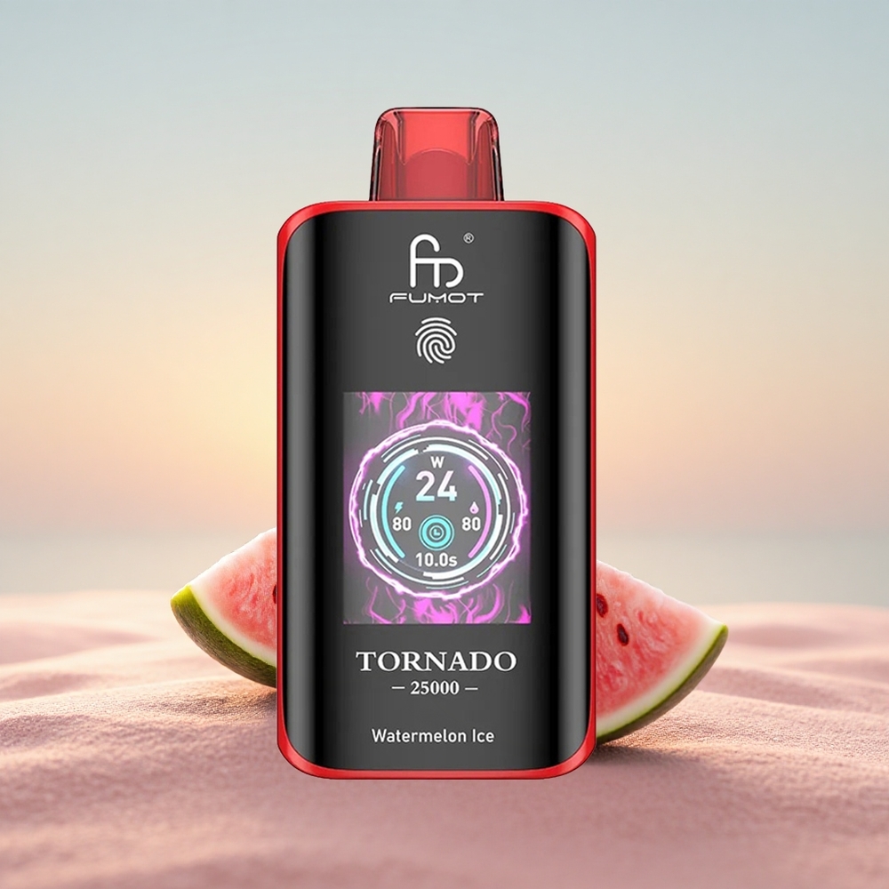 Fumot Tornado 25000 Puffs Vandmelon Is med HD-skærm og 20ml fyldt e-væske