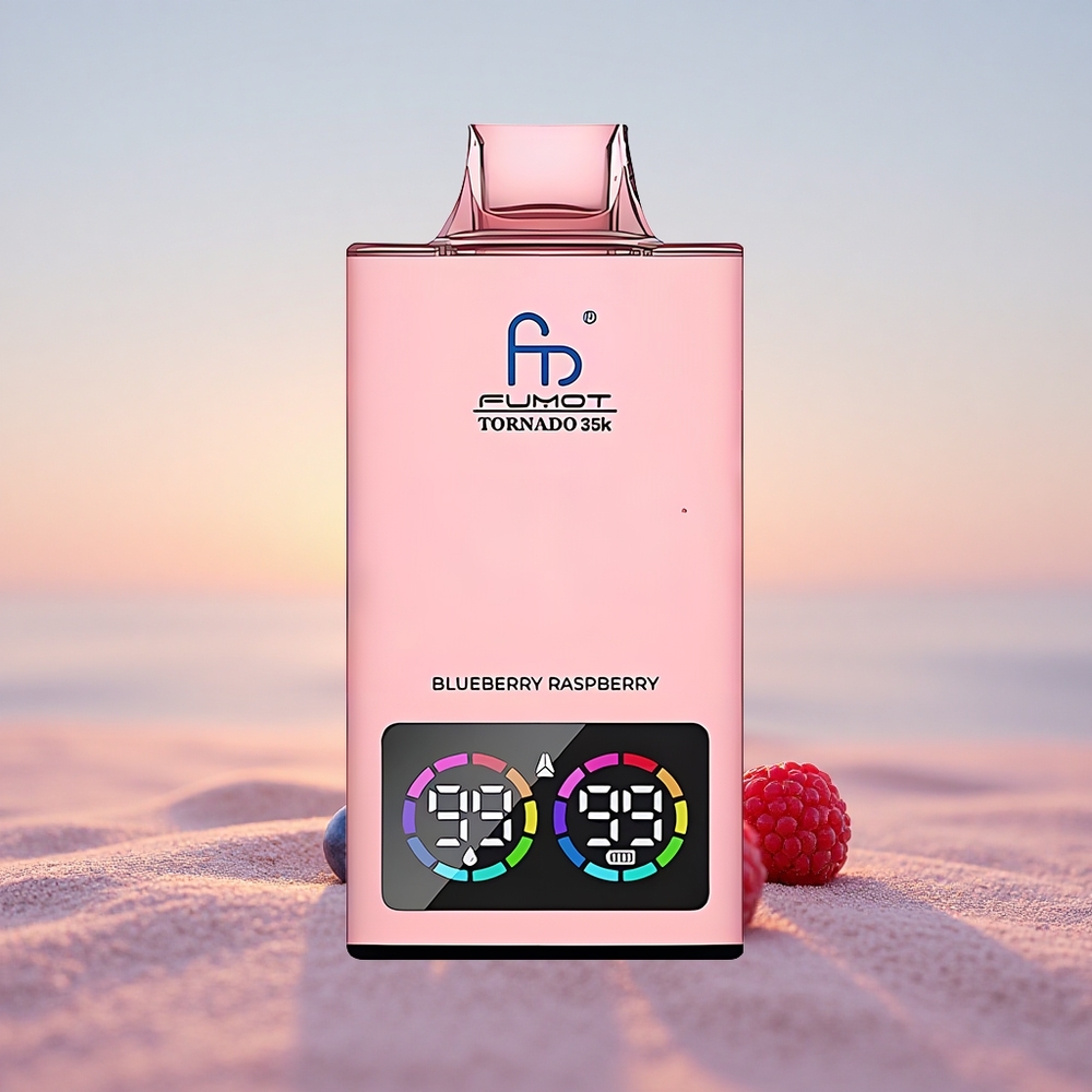 Fumot Tornado 35000 Puffs Blåbær Hindbær Dual Mesh Coil Fast Charging USB-C
