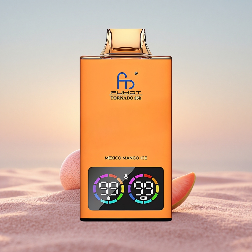 Fumot Tornado 35000 Puffs Meksikansk Mango Is med Dual Mesh Coil og USB-C Opladning