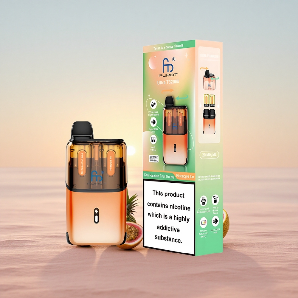 Fumot Ultra T32000 Puffs Kiwi Passionsfrugt Guava - Ananas Is med 800mAh & Type-C Opladning