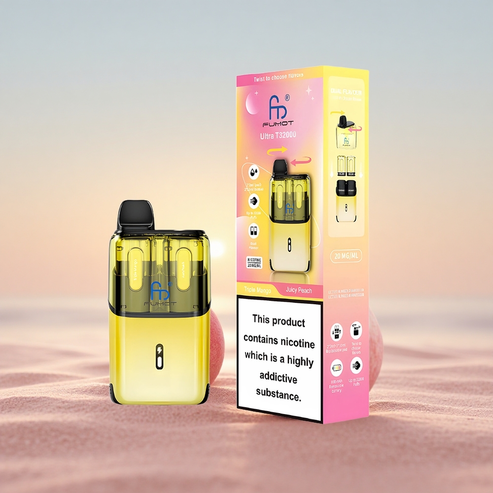 Fumot Ultra T32000 Puffs Tredobbelt Mango - Saftig Fersken med 24ml E-Væske & Type-C Opladning