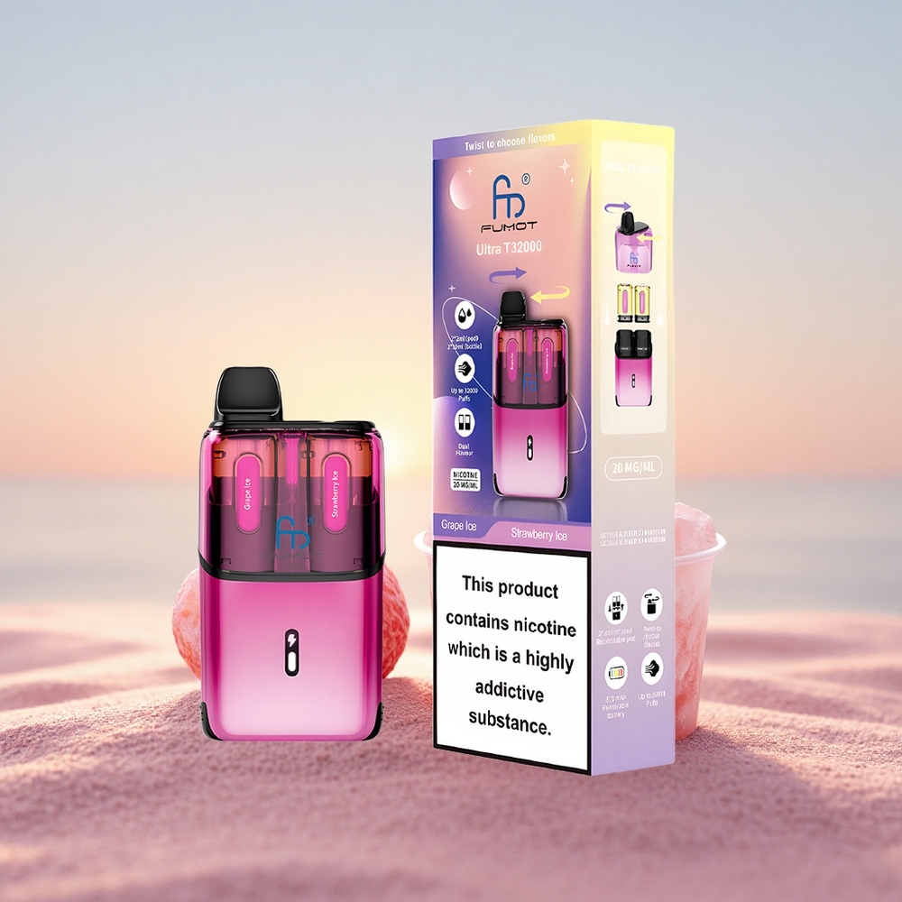 Fumot Ultra T32000 Puffs Vindrue Is - Jordbær Is med 800mAh & Type-C Hurtigopladning