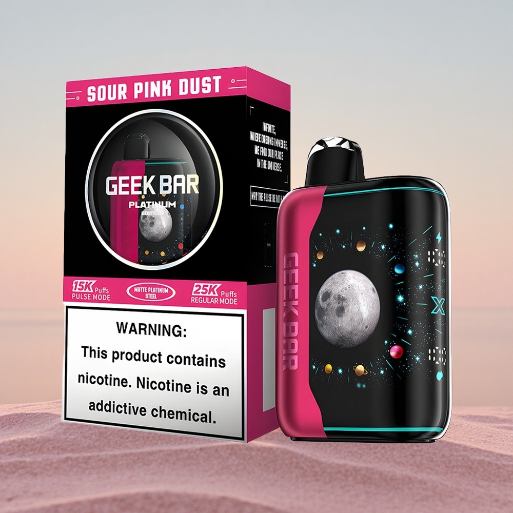 GEEK BAR Platinum Edition 25000 Puffs Sur Pink Støv Dual Mesh Hurtigladning