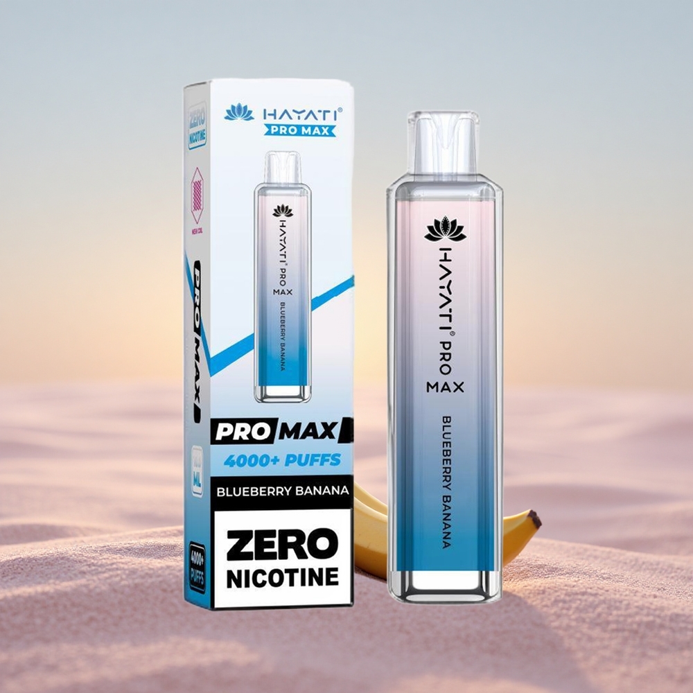 Hayati Pro Max 4000 Puffs Blåbær Banan Dual Coil Rechargeable Crystal