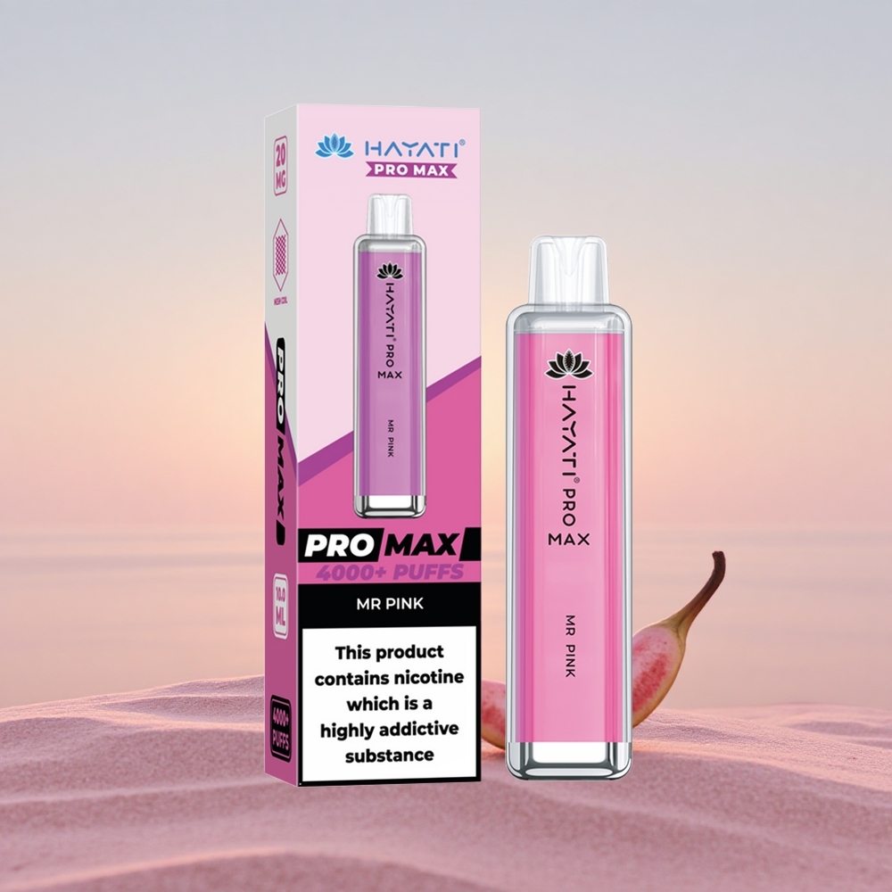 Hayati Pro Max 4000 Puffs Hr. Lyserød Genopladelig 2ml Dual Coil