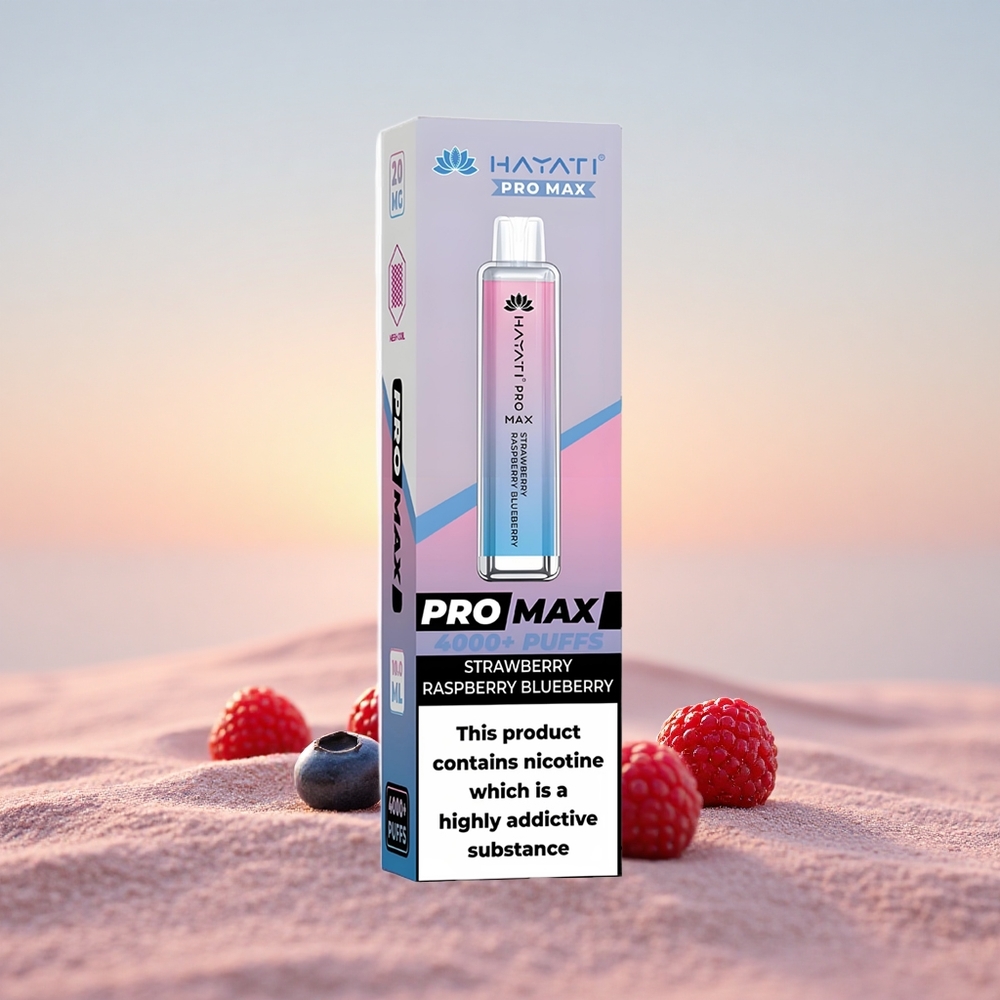 Hayati Pro Max 4000 Puffs Jordbær Hindbær Blåbær Dual 1.1 Ohm Mesh Coil 1400mAh
