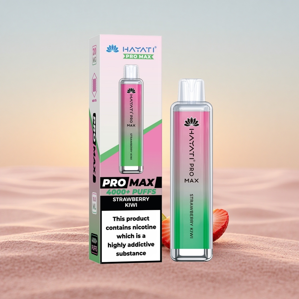 Hayati Pro Max 4000 Puffs Jordbær Kiwi 2ml Dual Coil Rechargeable