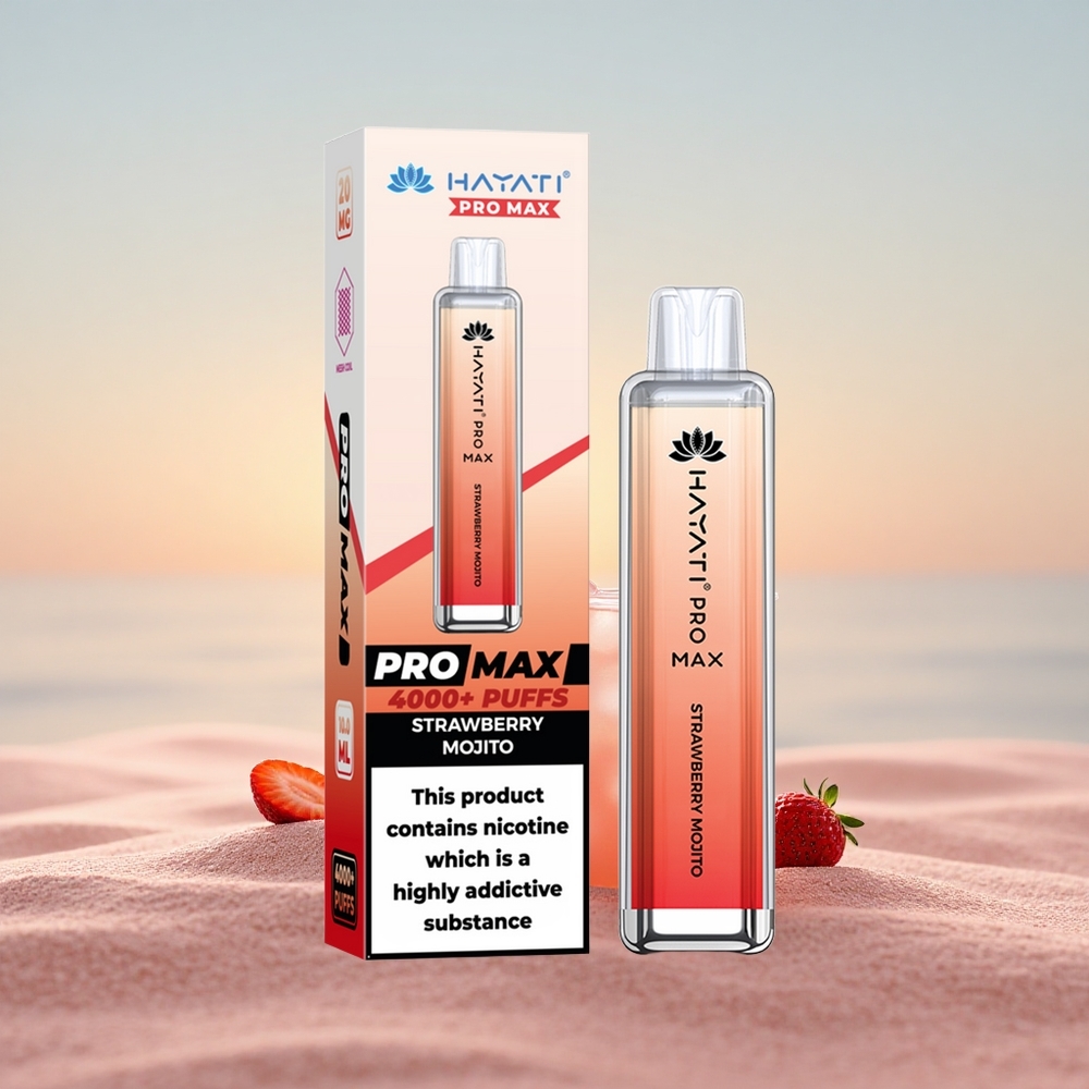 Hayati Pro Max 4000 Puffs Jordbær Mojito 1400mAh Dual Coil Rechargeable