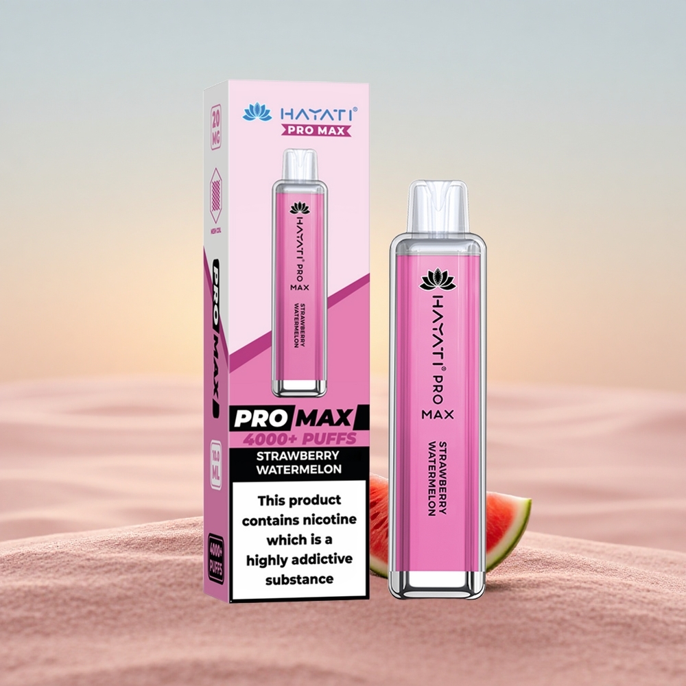 Hayati Pro Max 4000 Puffs Jordbær Vandmelon 1400mAh Dual Coil Rechargeable