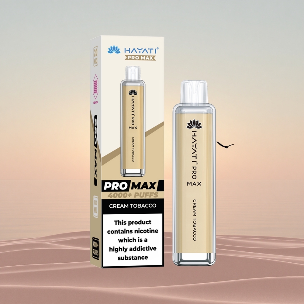 Hayati Pro Max 4000 Puffs Kremede Tobak Dual Coil Rechargeable