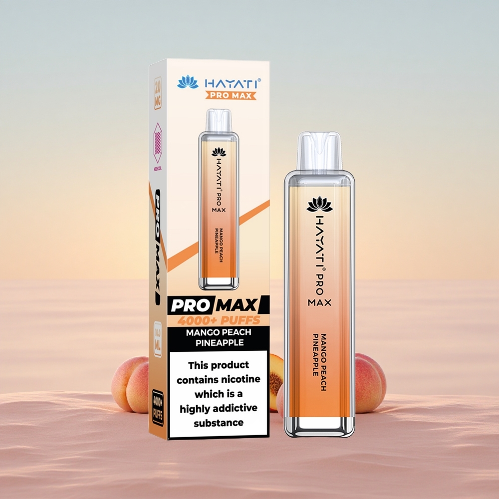 Hayati Pro Max 4000 Puffs Mango Fersken Ananas Dual Coil Rechargeable