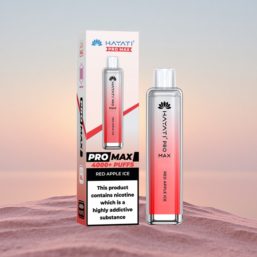 Hayati Pro Max 4000 Puffs Rød Æble Is Dual Coil Rechargeable